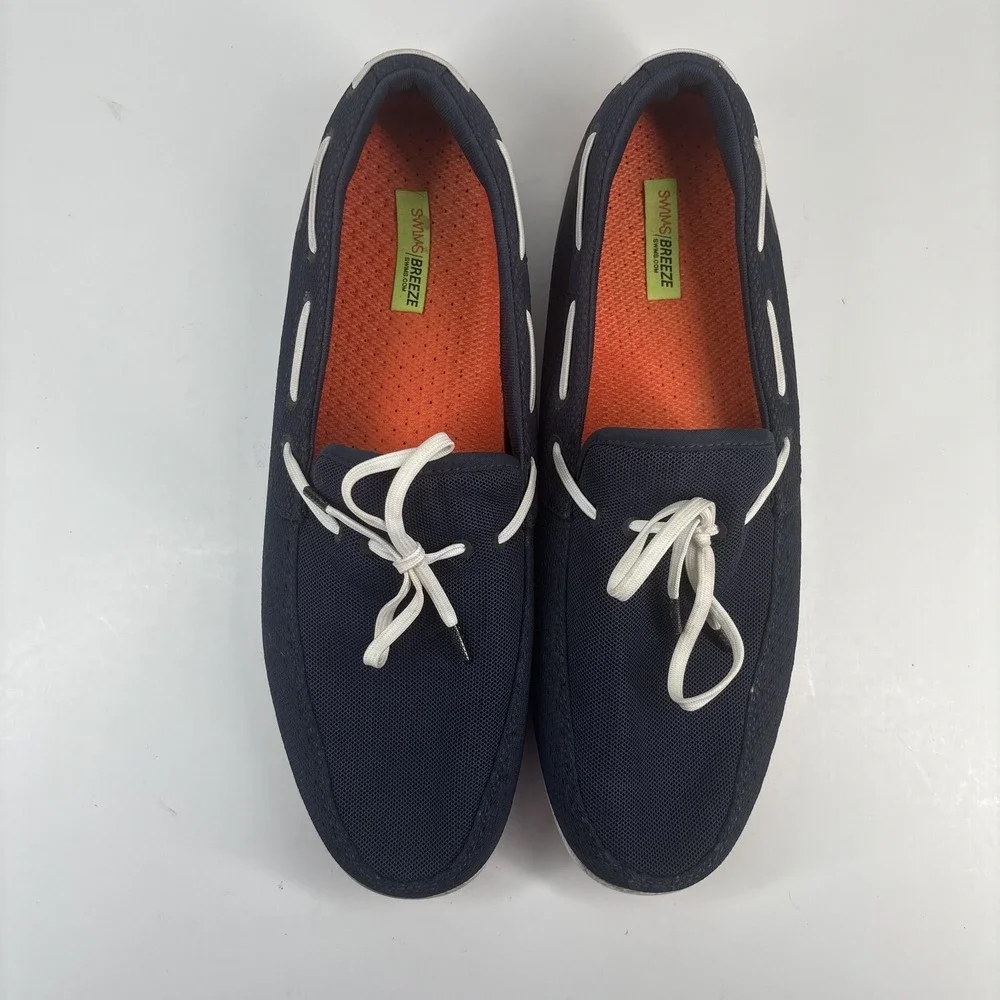 SWIMS Breeze Men's US 11 Navy Slip-On Loafer Boat Deck Shoes Braided Lace Casual